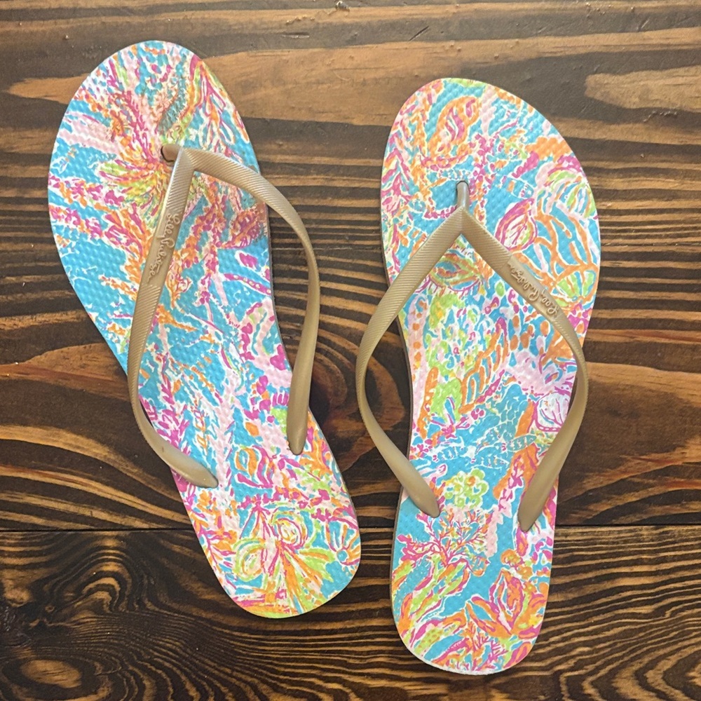 Lilly Pulitzer Multicolor Sandals with Tan Straps